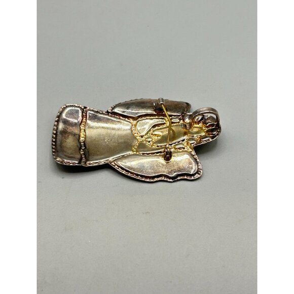 Brutalist Design Angel Pin Brooch & Pendant Signed Best Distressed Silver Color - Picture 6 of 7